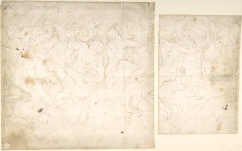 Sketches for the Design of a Casket (recto); Battle of the Centaurs and Lapiths(?) (verso) MET DP801408