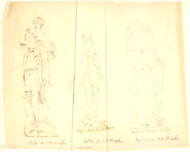 Sketches of Three Statues- "Diana Francesa Antica," "Nymph entering a bath," and "Cupid and Pysche" MET DP804248