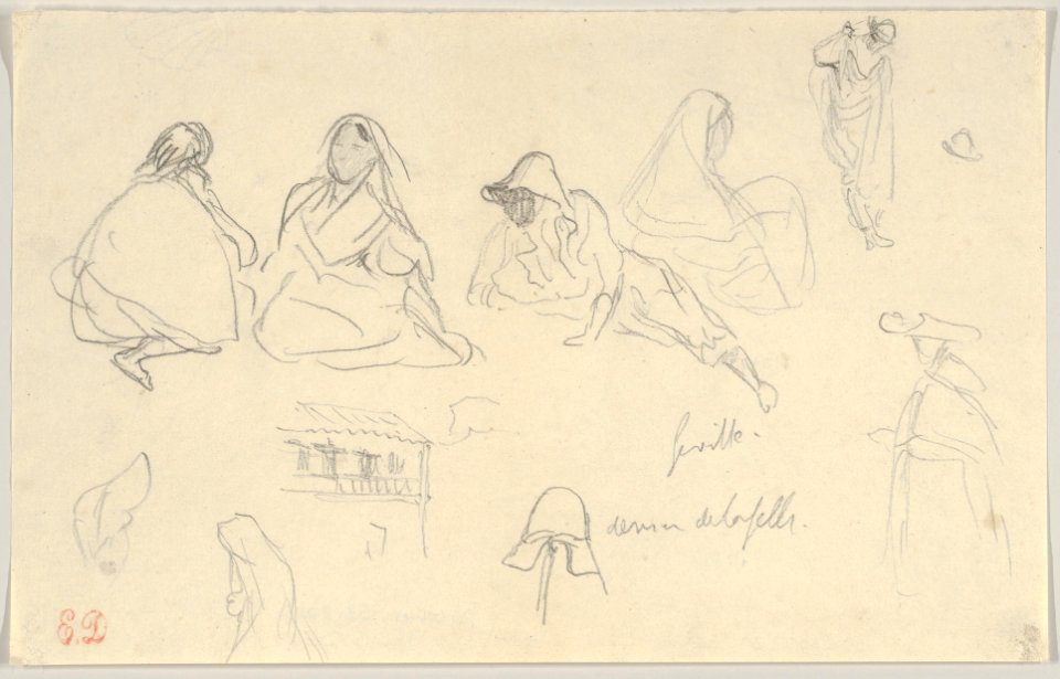 Sketches of Figures and a Tile-Roofed Building, Seville, Spain MET DP836047