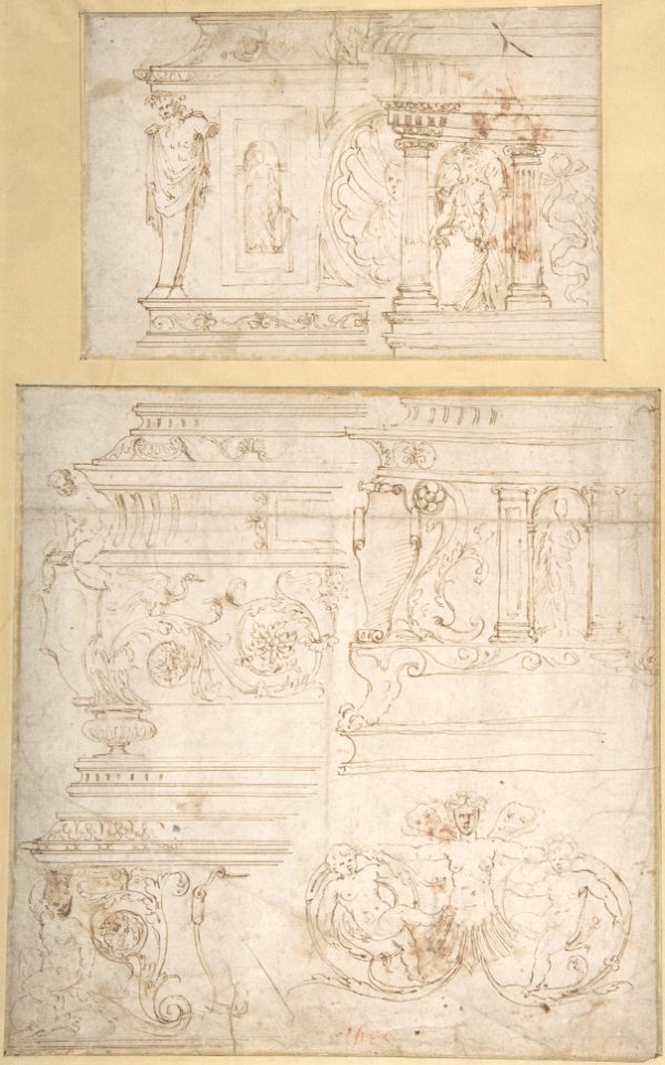Sketches for the Design of a Casket (recto); Battle of the Centaurs and Lapiths(?) (verso) MET DP801405