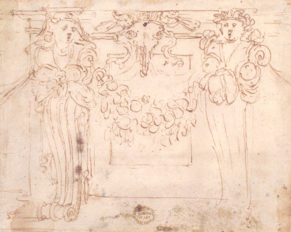 Sketch for a wall panel in the Sala Paolina at Castel Sant' Angelo, Rome MET 80.3.642