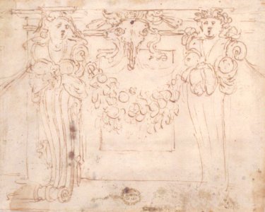 Sketch for a wall panel in the Sala Paolina at Castel Sant' Angelo, Rome MET 80.3.642