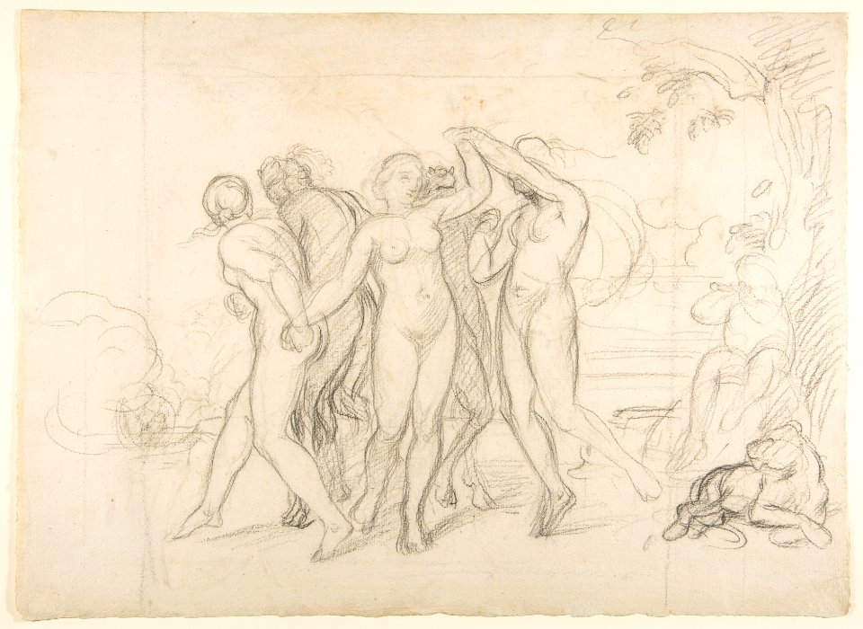 Sketch for the Judgment of Solomon (?); verso- Dancing Mythological Figures MET DP814119
