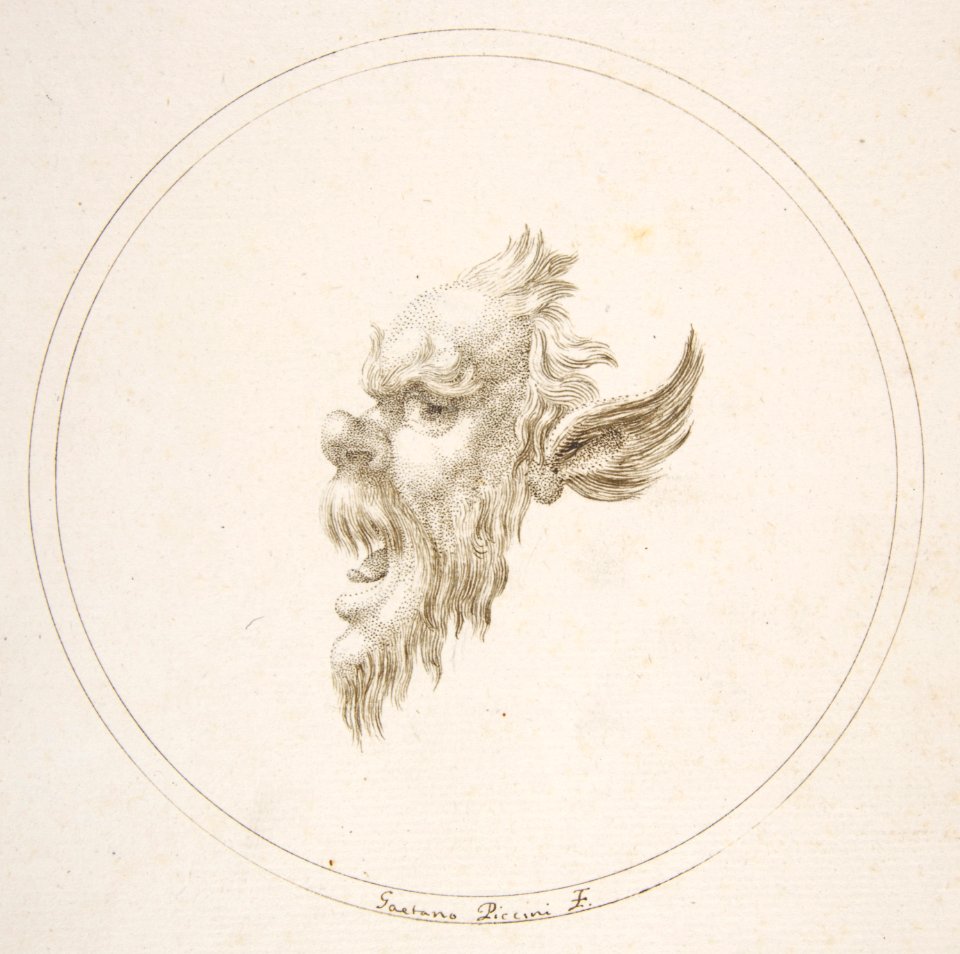Small Grotesque Head Looking to the Left Within a Circle MET DP811149