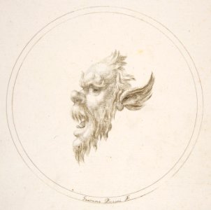 Small Grotesque Head Looking to the Left Within a Circle MET DP811149