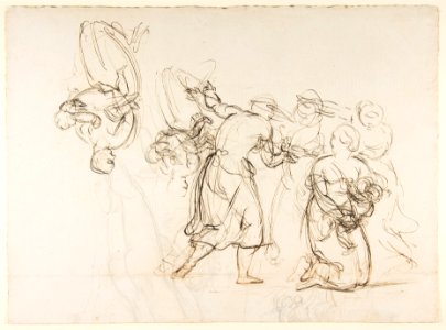 Sketch for the Judgment of Solomon (?); verso- Dancing Mythological Figures MET DP814120