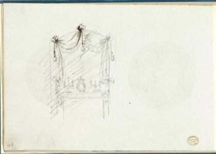 Sketch of a Fireplace with a Mirror Surrounded by Drapery MET DP825832
