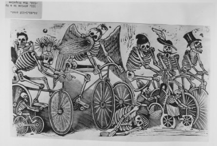 Skeletons (calaveras) riding bicycles MET MM6898