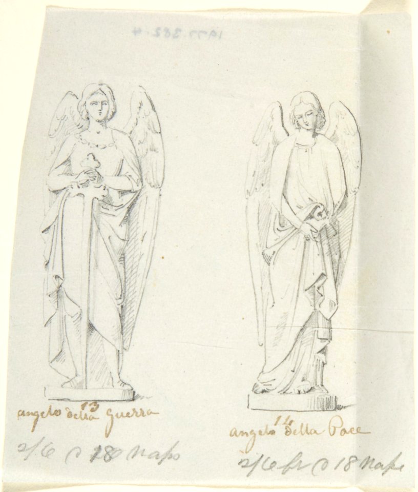 Sketches of Two Statues- "Angel of War" and "Angel of Peace" MET DP804243