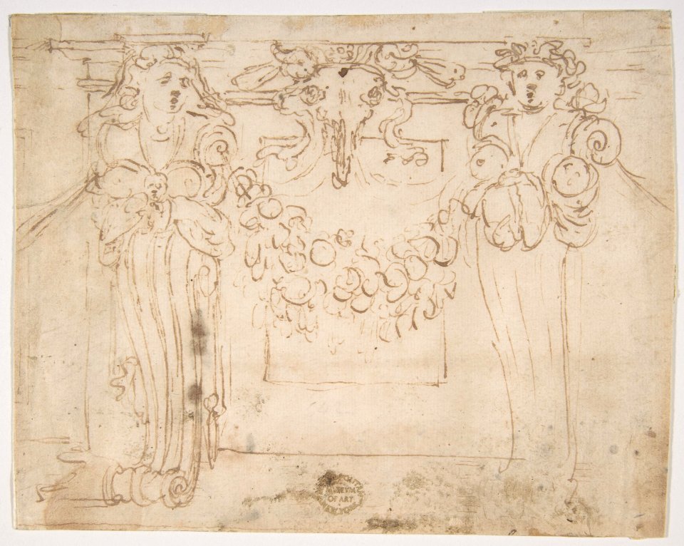 Sketch for a wall panel in the Sala Paolina at Castel Sant' Angelo, Rome MET DP811062