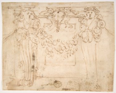 Sketch for a wall panel in the Sala Paolina at Castel Sant' Angelo, Rome MET DP811062
