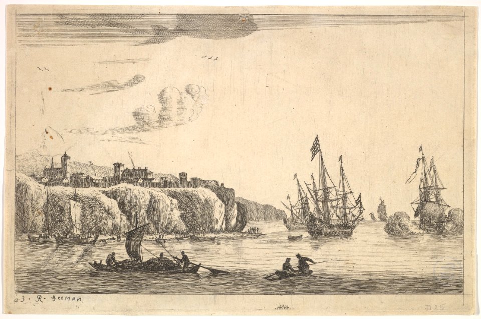 Seaport with Village on a Cliff MET DP825041