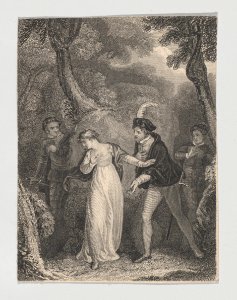Silvia, Proteus, Valentine and Julia (Shakespeare, Two Gentlemen of Verona, Act 5, Scene 4) MET DP870102