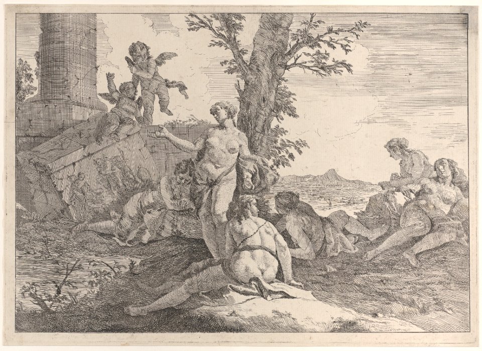 Six nymphs and two putti, from "Bacchanals and Histories" Met DP885670
