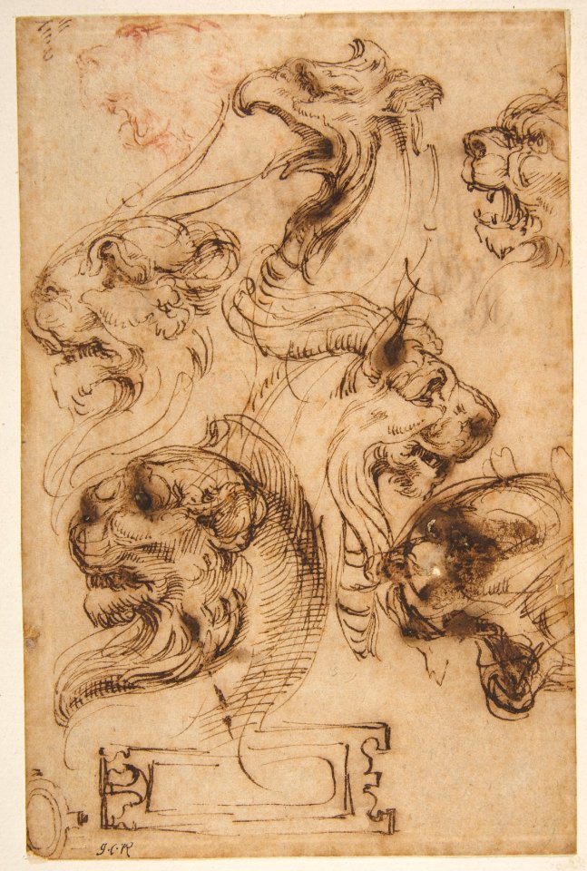 Six Studies of Animal Heads and of a Cartouche MET DP811856