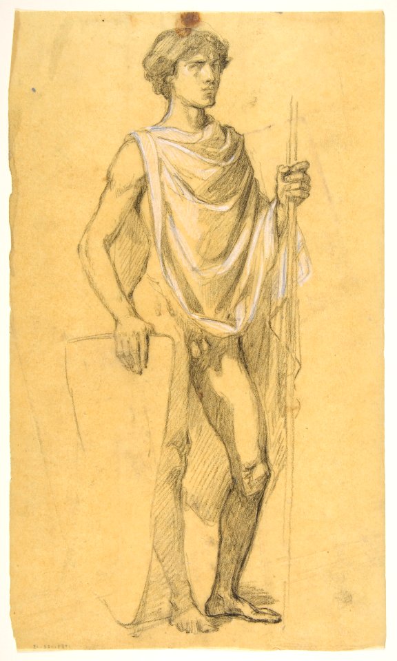 Soldier (middle register; study for wall paintings in the Chapel of Saint Remi, Sainte-Clotilde, Paris, 1858) MET DP812045