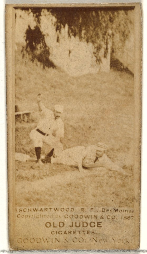 Schwartwood, Right Field, Des Moines Prohibitionists, from the Old Judge series (N172) for Old Judge Cigarettes MET DP846414