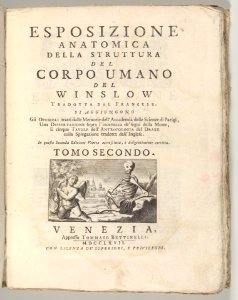 Science Books- Gemmae Antiquae Litteratae; Espozione Anatomica della Struttura del Corpo Umano del Winslow, tradotto dal Franzese (...) tome 1 and 2 MET DP-13372-082