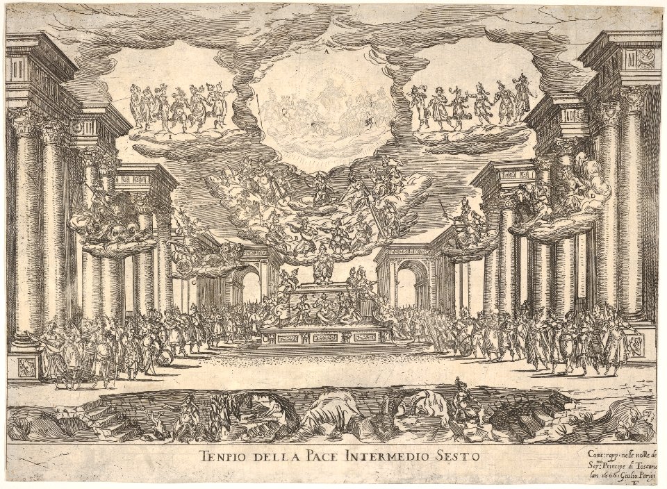 Sixth interlude- temple of peace (Intermedio sesto- tempio della pace), from the series 'Seven Interludes' for the wedding celebration of Cosimo de' Medici in Florence, 1608 MET DP832206