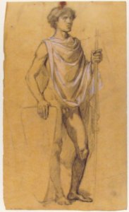Soldier (middle register; study for wall paintings in the Chapel of Saint Remi, Sainte-Clotilde, Paris, 1858) MET 1989.122.15