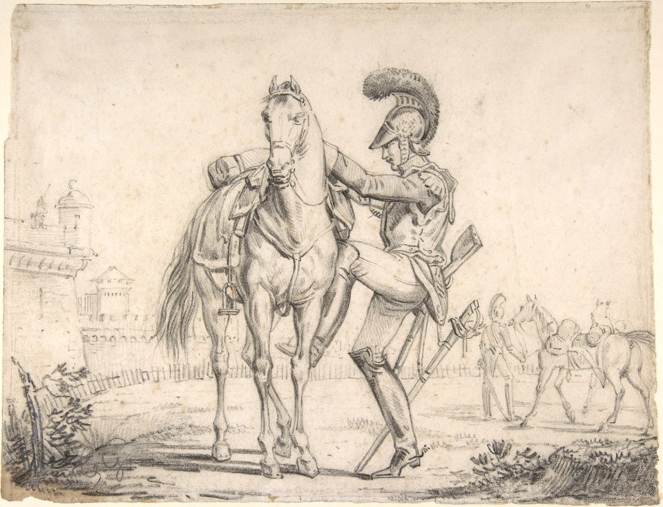Soldier Mounting a Horse MET DP806436