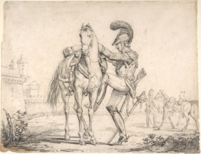 Soldier Mounting a Horse MET DP806436