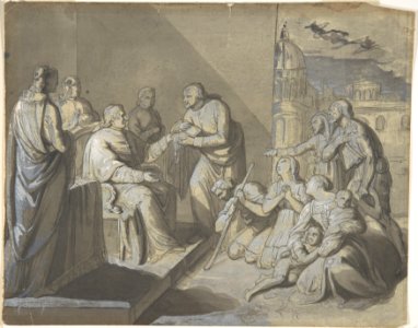Scene with the Presentation of a Saint's Relic (recto); Head of a Woman (verso) MET DP803772