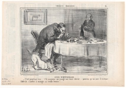 Scêne d'Hippophagie, from Croquis Dramatiques, published in Le Charivari, January 10, 1857 MET DP876623