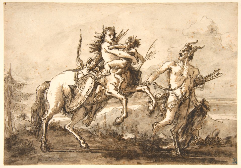 Satyr Leading a Centauress Who Holds a Satyr Child MET DP812113
