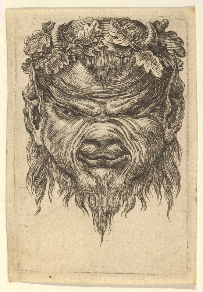 Satyr Mask with an Indented Snout and a Wreath of Oak Leaves, from Divers Masques MET DP837351
