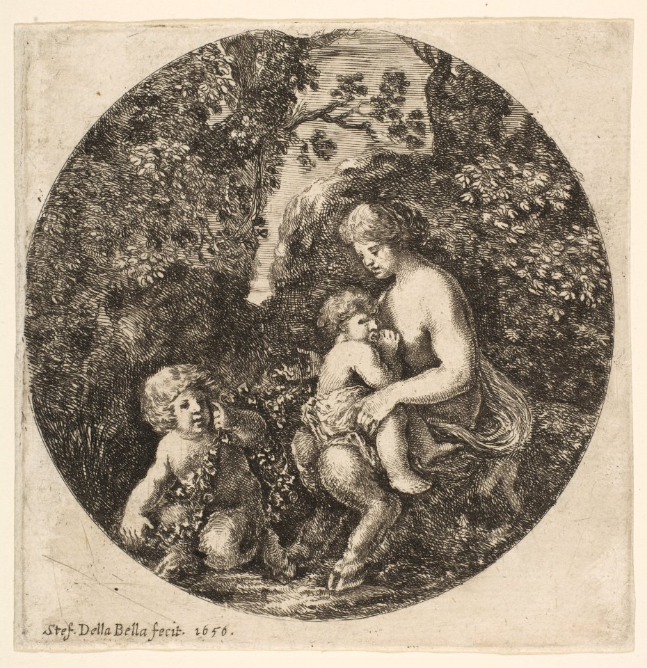 Satyr family, from 'Landscapes and seaports' (Paysages et ports de mer, dans des ronds) MET DP817795