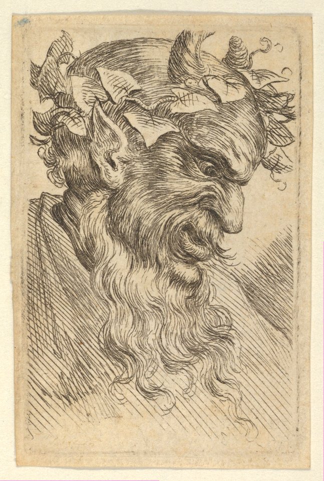 Satyr Mask with a Crown of Ivy, Facing Right, from Divers Masques MET DP837349