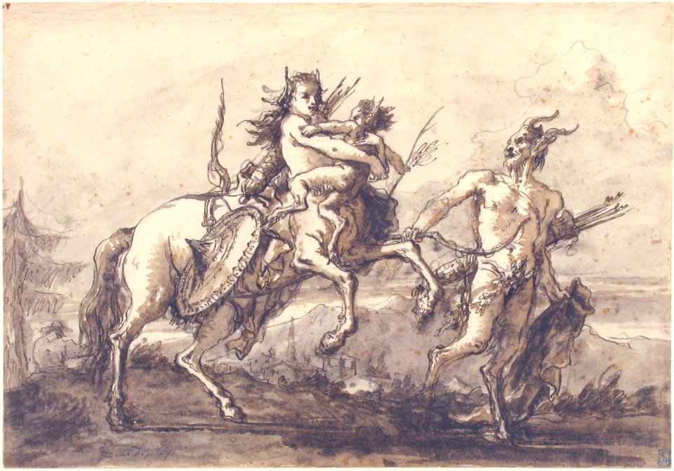 Satyr Leading a Centauress Who Holds a Satyr Child MET 37.165.61