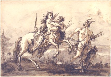 Satyr Leading a Centauress Who Holds a Satyr Child MET 37.165.61
