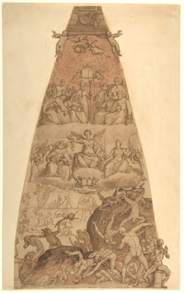 Scene from the Last Judgment, Study for the Fresco Decoration of One of the Segments of the Cupola of the Cathedral of Santa Maria del Fiore in Florence MET DP801722