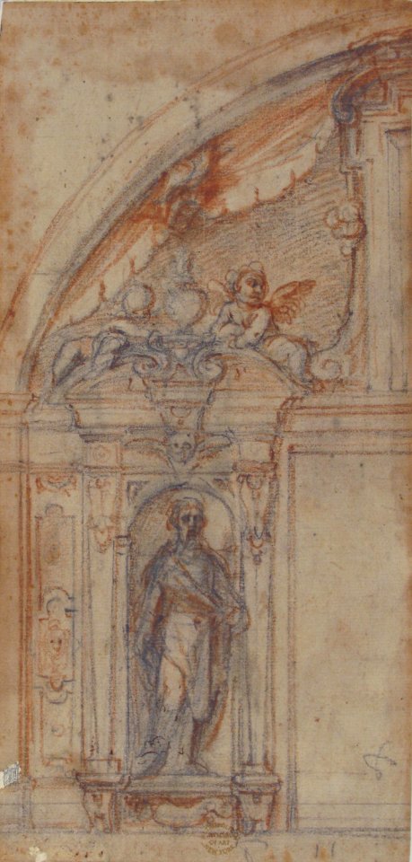 Scheme for an Architectural Decoration with a Standing Male Figure in a Niche MET 80.3.119
