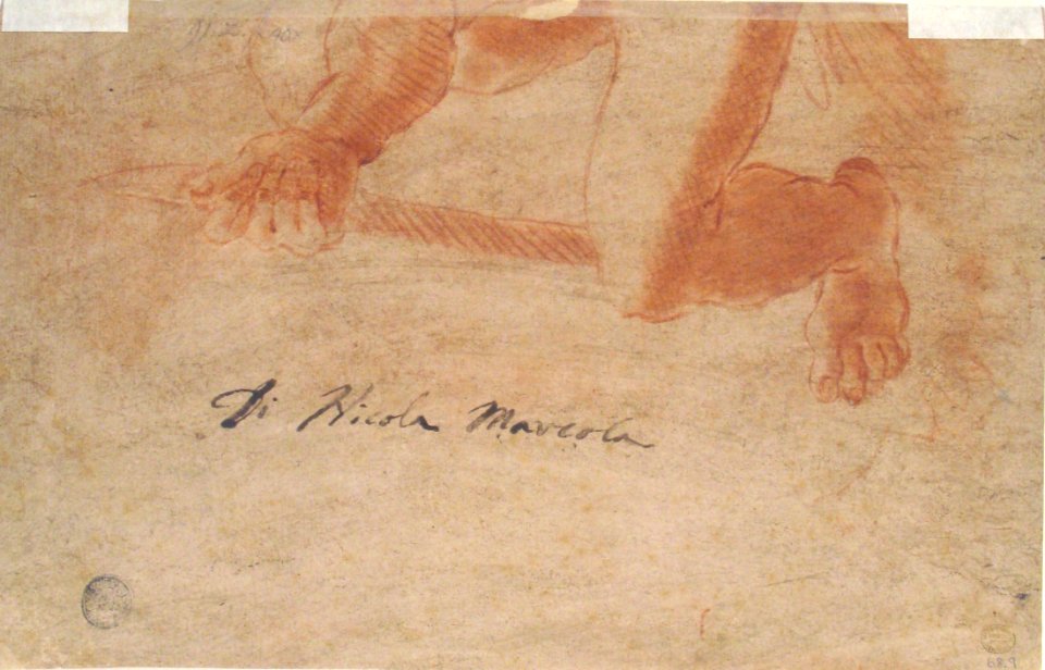 Scene from Ancient History (recto); Leg and Arm of a Nude Male Figure (verso) MET 68.9 VERSO
