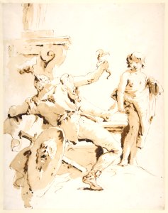 Scherzo di Fantasia- Seated Warrior Holding a Serpent, and Standing Youth MET DP811892