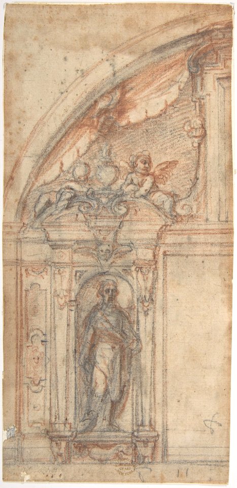 Scheme for an Architectural Decoration with a Standing Male Figure in a Niche MET DP808024