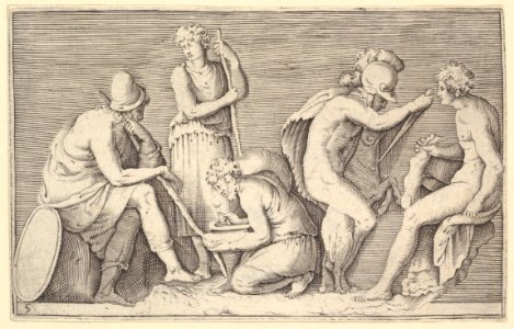 Scene of Sacrifice with Warrior Killing Ram and Four Other Figures MET DP819660