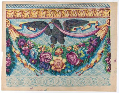 Sheet with an eagle atop a festoon of flowers Met DP886409
