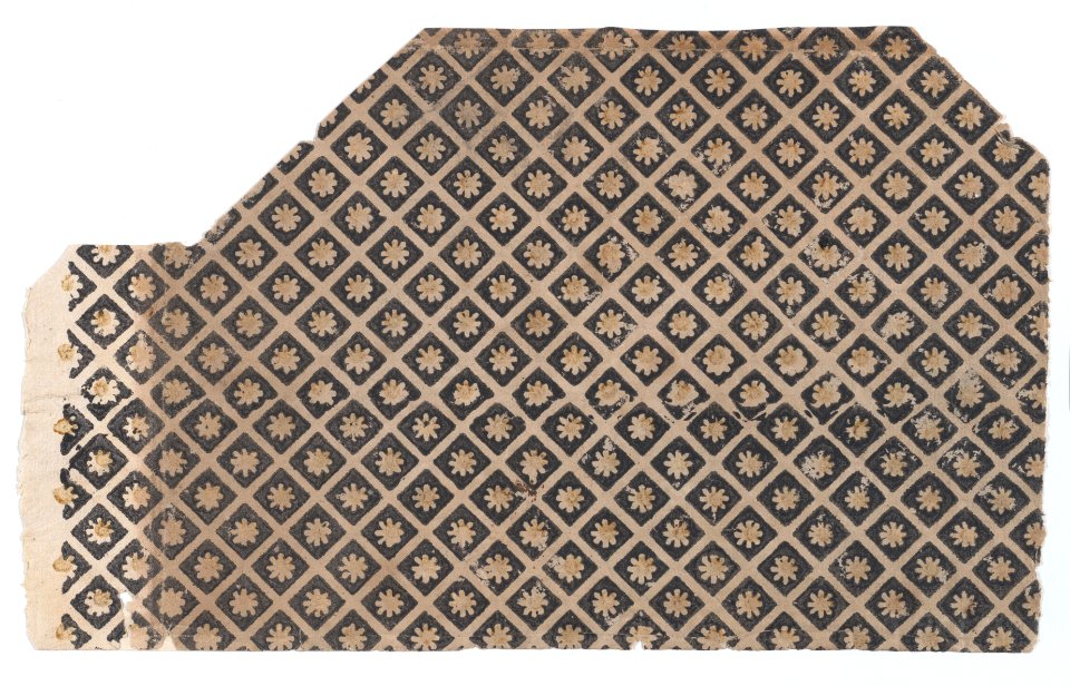 Sheet with overall pattern of flowers within squares Met DP886631