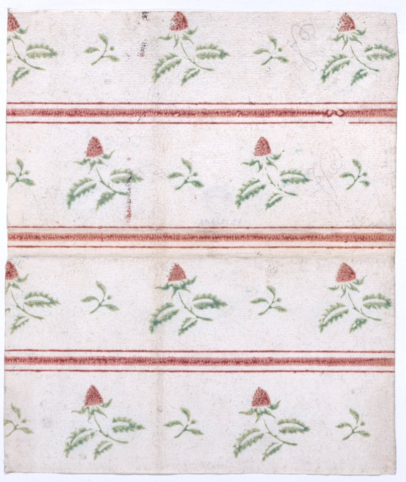Sheet with overall leaf, flower, and stripe pattern Met DP886440