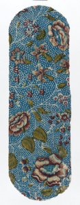 Sheet with an overall floral and dot pattern on blue background Met DP886354