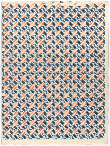Sheet with overall orange and blue geometric pattern Met DP886309