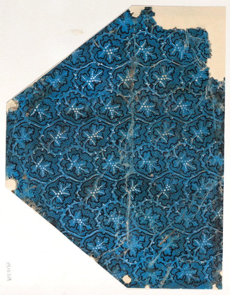 Sheet with overall pattern of leaves, vines, and dots Met DP886797