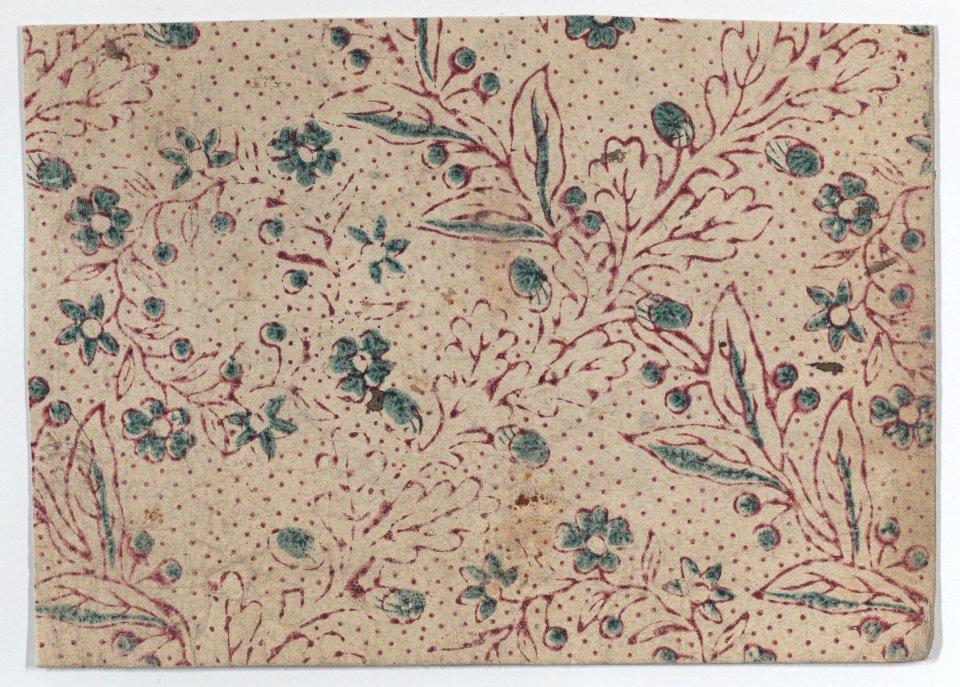 Sheet with blue and purple floral and dot pattern Met DP887129