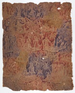 Sheet with figures in landscapes in red, purple, and yellow Met DP887036