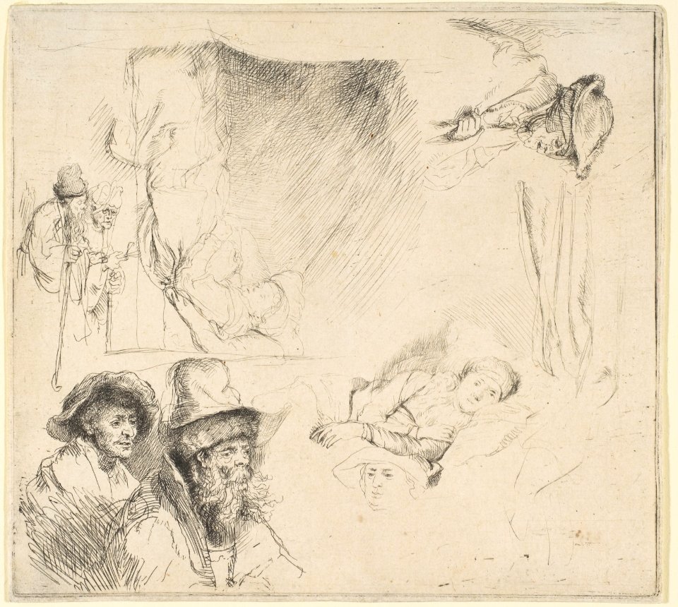 Sheet of Studies with a Woman Lying Ill in Bed, etc. MET DP814557