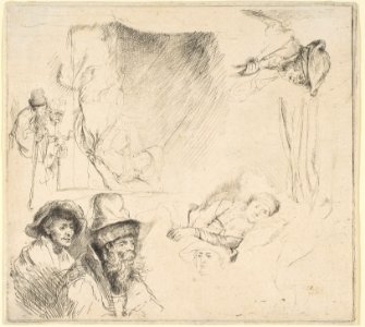Sheet of Studies with a Woman Lying Ill in Bed, etc. MET DP814557